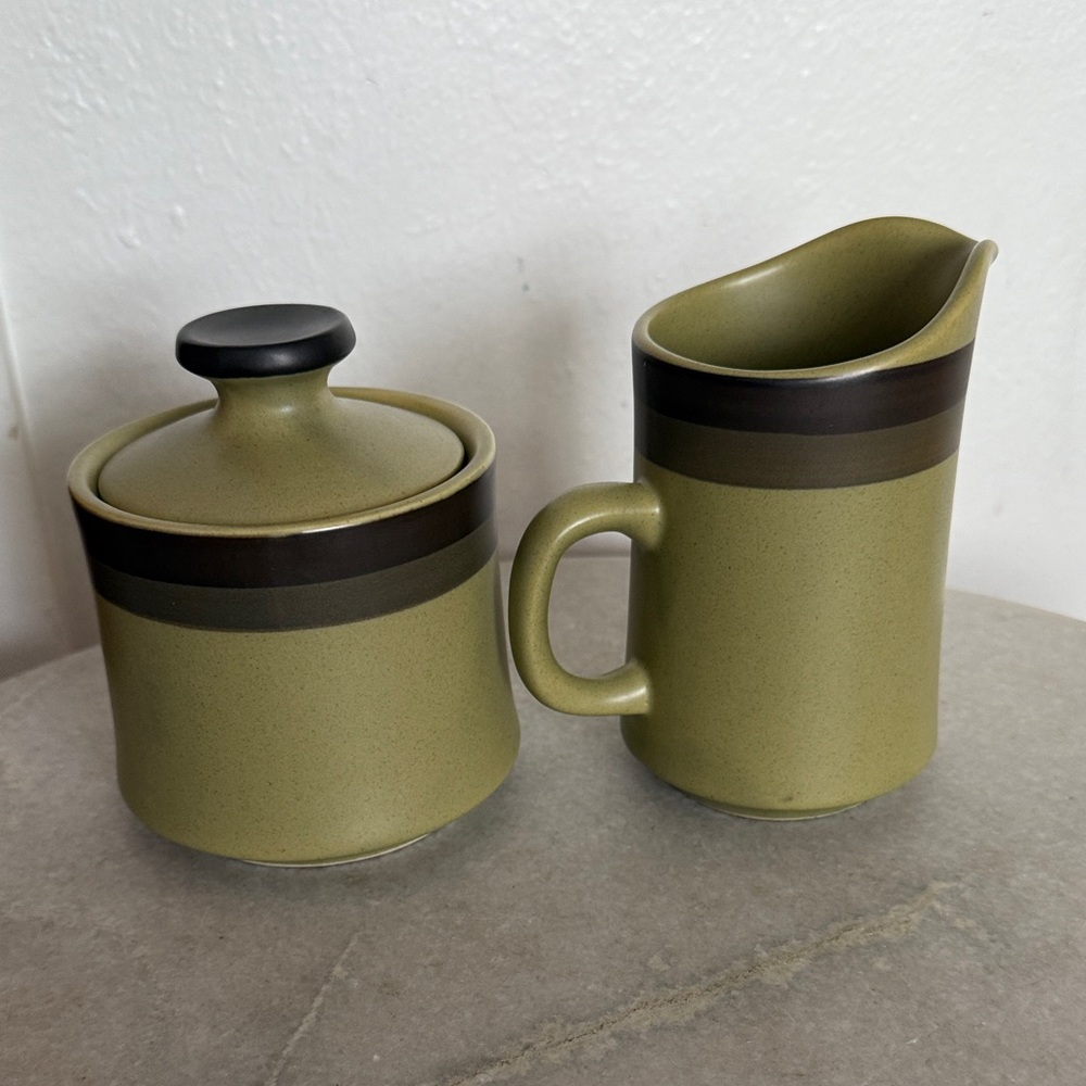 Vintage MCM Stone Arrow Green Ceramic Set - Picture 7 of 10